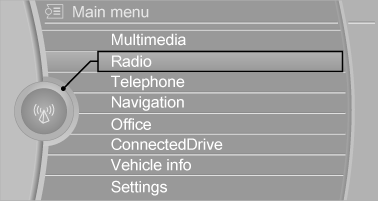 BMW X3. Selecting menu items