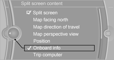 BMW X3. Selecting the display